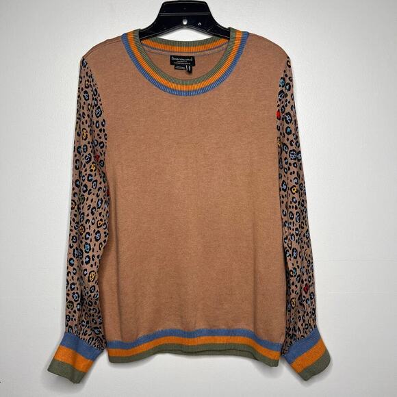 Anthropologie Conditions Apply Medium Celina Knit Pullover Sweater Animal Print - Picture 1 of 7